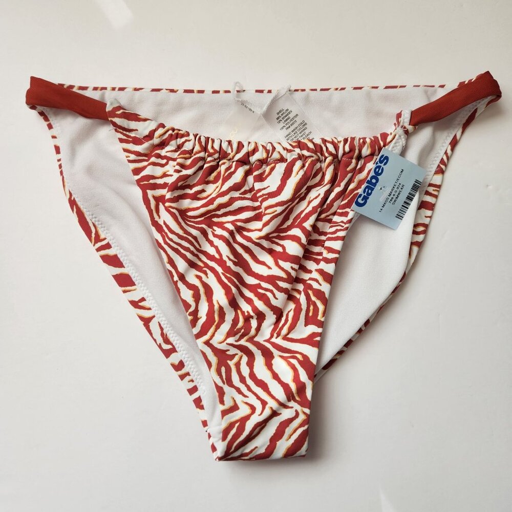 Womens Red & White Zebra Print Bikini Bottom Size S